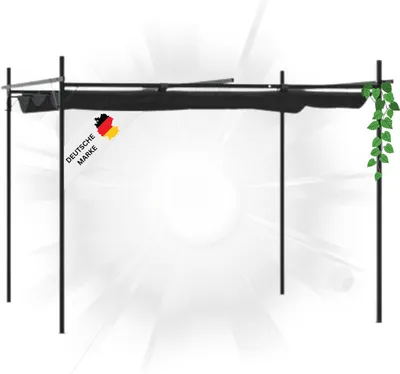 Produktbild von DELUKE® Terrassenüberdachung mit Schiebedach OLIMP | Anthrazit 295x292x230cm | Pergola Garten Pavillon Rankhilfe Sonnenschutz Gartenpergola Gartenpavillon mit Sonnendach