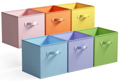 Immagine prodotto di Solidchoice - Set di 6 scatole contenitore - Scatole contenitore pieghevoli in tessuto, 27 x 27 cm