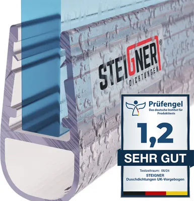 STEIGNER Duschdichtung, 200cm, Für Glasstärke 6-8mm: Gerade PVC-Dichtung, UK11 Modell