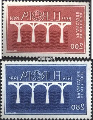 Image de Timbres français - Pièces de collection européennes - Collection de timbres - Série complète - 2 cachets - Multicolore