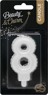 Image de Bougie chiffre 8 HUIT blanc nacré 7cm
