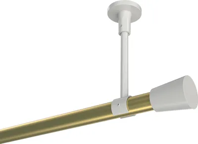 Produktbild von Interdeco Gardinenstange / Vorhangstange Messing-Optik / Weiß, Typ Sonette Sitra (Konus) ohne Ringe, Deckenmontage, 20 mm Ø 1-läufig, 120 cm