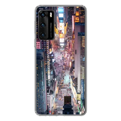 Produktbild von MuchoWow® Handyhülle Schutzhülle Hülle für Huawei P40 Blick von oben auf den Times Square in New York Silikon Softcase Handy Hülle - Handytasche