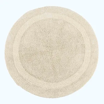Productafbeelding van HOMESCAPES Badmat - Rond - Katoen - 80 cm - Crème