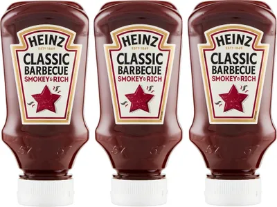 Produktbild von 3x Heinz Salsa Classic Barbecue Smoky&Rich BBQ Soße Sauce Top Down 260g ideal zum grillen und zu kartoffeln