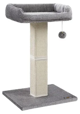 Obrázok produktu pre Škrabacia stĺpik s plošinou – Škrabacia stĺpik – Sisal – svetlosivá – 45 x 40 x 71 cm