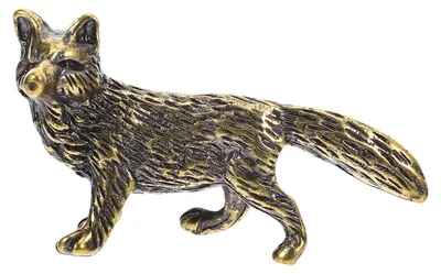 Immagine prodotto di Solidchoice - Piccola statuetta in ottone in stile retrò, raffigurante una volpe - Oggetto decorativo creativo per la casa