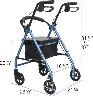 Image de Déambulateur pliable avec siège rembourré, freins verrouillables, poignées réglables en hauteur et 4 roues