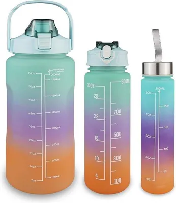 Produktbild von Famanu Sporttrinkflasche mit Zeitmarkierung - 2 l, 0,75 l, 0,28 l, lichtblau