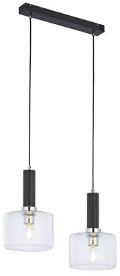 Zdjęcie produktu dla Lampa wisząca VANES czarno-przezroczysta-chromowana 2xE27x40W metal wym:80x52x20cm IP20 Jupiter