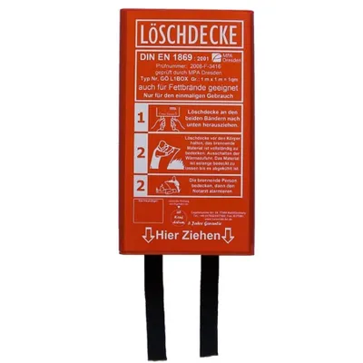 Produktbild von Löschdecke Große Glasfaser Feuerlöschdecke mit Flammhemmenden Baumwollgriffen in Rotem Etui - Feuerdecke für Küche, Zuhause, Wohnwagen
