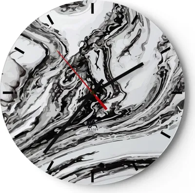 Produktbild von Wanduhr - Rund - Glasuhr - Abstraktion modern - 40x40cm - Schleichendes Uhrwerk - Lautlos - zum Aufhängen bereit - Dekoration Modern - Wanddekoration aus Glas - C3AR40x40-4083
