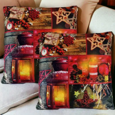 Produktbild von LED Kissen 2er Set Dekokissen Weihnachten Deko Leuchtkissen Zierkissen 45x45