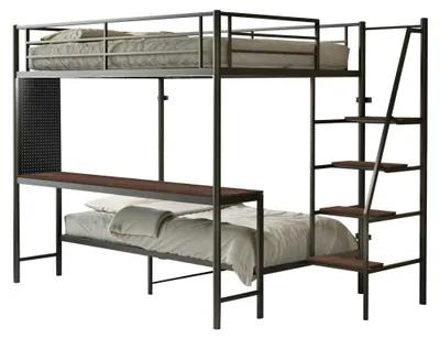 Obrázok produktu pre Kondela Kovová poschodová posteľ s roštom Nivara 90x200 cm - čierna