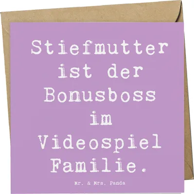 Produktbild von Mr. & Mrs. Panda Grußkarte Spruch Stiefmutter Bonusboss - Lavendeltraum - Geschenk, faltkarte, Klappkarte, Geduld, persönliche Erinnerungen, doppelkarte, Lächeln, Freude