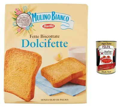 Produktbild von 12x Mulino Bianco Fette biscottate Dolcifette 315g Zwieback Kekse + Italian Gourmet polpa 400g