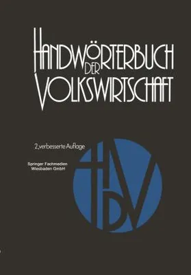 Produktbild von Handwörterbuch der Volkswirtschaft
