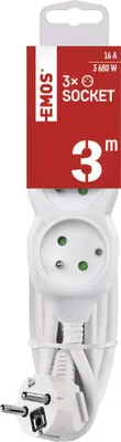 EMOS Prodlužovací kabel 3 m / 3 zásuvky / bílý / PVC / 1,5 mm2, P0313R