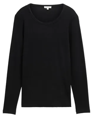Produktbild von Tom Tailor Damen Basic Longsleeve, 14482 - Deep Black, M