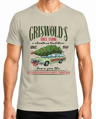 Imagen del producto de Camiseta para hombre, diseño "Griswold's Tree Farm Christmas Tradition", con motivos navideños, color natural, talla XXL
