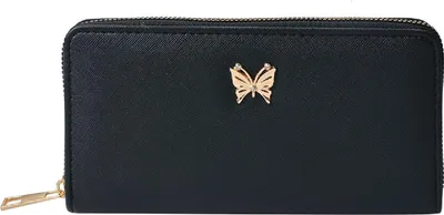 Produktbild von Clayre & Eef Brieftasche 19x10 cm Schwarz Kunstleder Schmetterling
