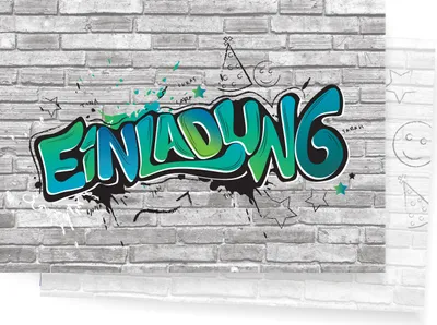 Produktbild von Friendly Fox Graffiti Einladung, 12x Graffiti Einladungskarten Kindergeburtstag Graffiti, Geburtstagseinladung