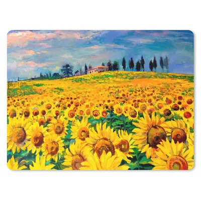 Produktbild von MuchoWow® Mauspad Mousepad Ölfarbe - Gemälde - Blumen - Sonnenblume 23x19 cm - Mousepads - Maus Mat - Pad - Mausunterlage - Schreibtischunterlage - Mauspad