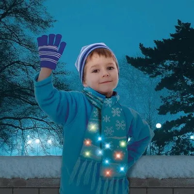 Image de Écharpe de Noël - 100 cm - avec LED, fonctionnant sur piles, de couleur bleue