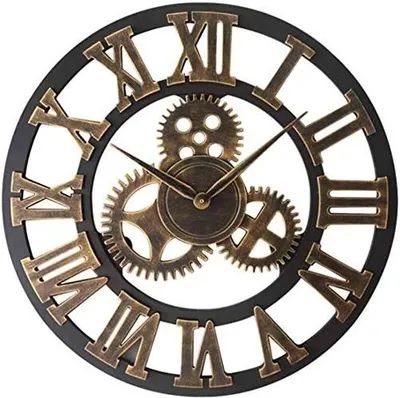 Produktbild von Omgoods – Wanduhr im Vintage-Stil mit römischen Ziffern – Holz-Dekorationsuhr, 40 cm