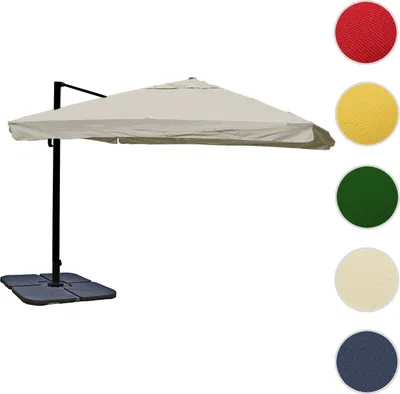 Produktbild von Gastronomie-Ampelschirm MCW-A96, Sonnenschirm, 3x4m (Ø5m) Polyester/Alu 26kg  Flap, creme-grau mit Ständer, drehbar