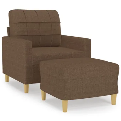 Produktbild von vidaXL Sessel mit Hocker Braun 60 cm Stoff