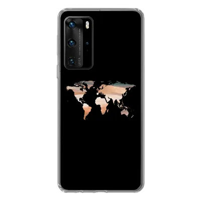 Produktbild von MuchoWow® Handyhülle Schutzhülle Hülle für Huawei P40 Pro Weltkarte - Farbe - Schwarz Silikon Softcase Handy Hülle - Schutz