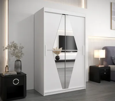 Obrázek produktu pro Šatní skříň se zrcadlem KAMILA - šířka 120 cm, bílá