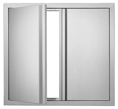 Immagine prodotto di VEVOR porta di accesso al barbecue, 660 x 610 mm, doppia porta per cucina esterna, porta a incasso in acciaio inox, porta verticale a parete con maniglie a scomparsa, per isola barbecue, stazione barbecue, mobile esterno