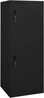 Produktbild von Sattelschrank, Werkstatteinrichtung, Metallschrank, Stahlschrank, Werkzeug Schrank, Aktenschrank, Werkzeugschränke, Büroschrank, Schwarz 53x53x140 cm Stahl