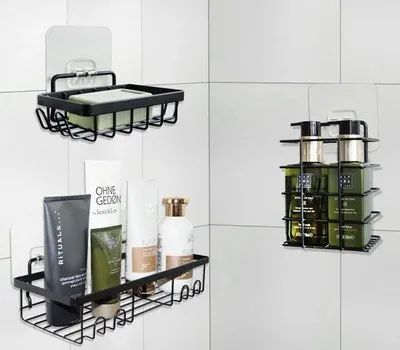 Obrázek produktu pro Sprchový prvek z nerezové oceli, černý, 32 x 12 x 9 cm, odolný, s extra přilnavostí