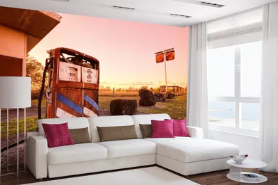 Produktbild von Vlies Fototapete ALTE VERROSTETE TANKSTELLE 375 x 250 cm (inkl. Kleister) - Vlies Tapete, Wandtapete, Wandbilder - Tapete für Wohnzimmer Schlafzimmer, Büro, Küche - Montagefertig