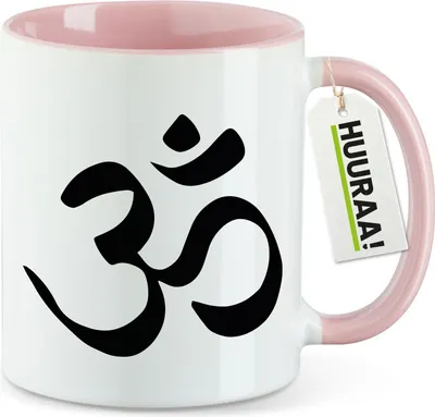 Produktbild von Huuraa Kaffeetasse Yoga-Om Symbol 330ml Rosa Keramik Kaffeebecher Geschenkidee