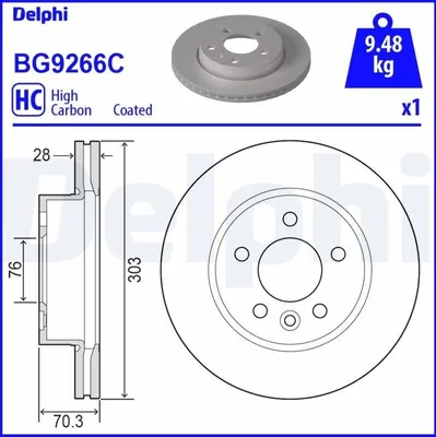 Produktbild von 2x DELPHI Bremsscheibe BG9266C für VW Crafter Kastenwagen (SY_ SX_) 70 3mm