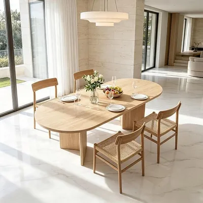 Imagen del producto de Mesa extensible para comedor de 120/160 x 80 cm, ideal para 4-6 personas, mesa rectangular con esquinas redondeadas y tablero de 18 mm de grosor. Mesa de cocina moderna de estilo sencillo (roble, 120/160 x 80 cm)