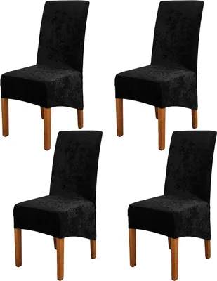 Obrázek produktu pro 4 kusy sametové stretch židle kryty pro jídelnu svatební banket strany dekor, černá