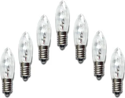 Produktbild von 7 Stück Riffelkerzen 34V 3W E10 Ersatzlämpchen für 7er Schwibbogen Lichterkette Pyramide Weihnachtsbeleuchtung