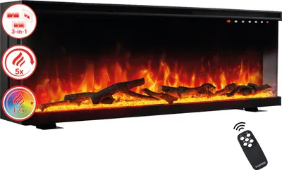 Produktbild von KAMINIO Elektrický krb LEA - Elektrický krb 3 v 1 s panoramatickým výhľadom, vykurovaním, 3D efektom plameňa, 12 farieb plameňa, diaľkové ovládanie -
