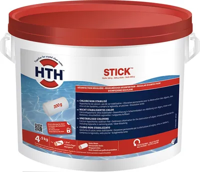 Produktbild von HTH Stick 300g - 4,5 kg Chlor langsam löslich Desinfektion Pool