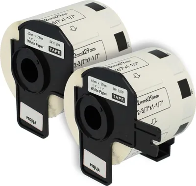 Produktbild von vhbw 2x Rolle mit Halter 62mm x 29mm (800 Etiketten) kompatibel mit Brother PT QL-710W, QL-720, QL-580N, QL-650, QL650TD, QL-700, QL-710 Drucker Weiß