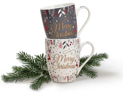 Image de Mugs de Noël Set de 36 tasses à café avec le slogan Merry Christmas