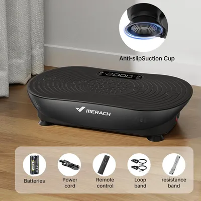 Image de Plateforme vibrante - 2533B - 99 niveaux de vitesse - Télécommande - Écran LED - Haut-parleurs Bluetooth - 56 × 34 × 12 cm - 8,3 kg - Noir