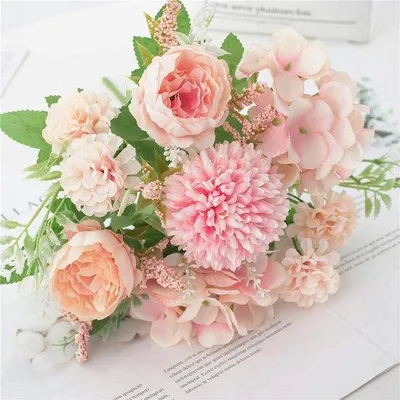 Produktbild von Famanu Kunstblumen Bouquet - Kunstblumen für Hochzeit und Dekoration