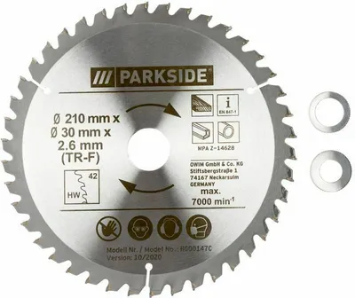Produktbild von PARKSIDE Kreissägeblatt HM PKSB 210 mm, aus Stahl HM TCT 42 Zähne Hartmetall