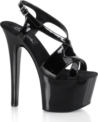 Produktbild von Pleaser USA - Plateau Sandaletten mit Kreuzriemchen SKY-330 schwarz lack Gr. 36
